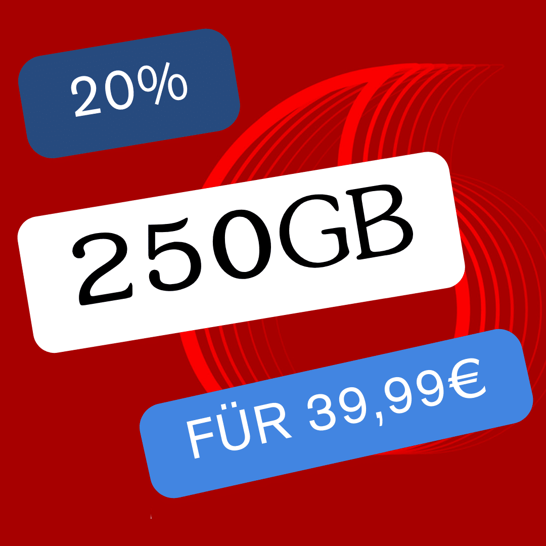 😍 250GB 5G/LTE Allnet für 39,99€/Monat + 0€ AG + GigaDepot (GigaMobil M Vodafone)