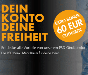 🤩 60€ Bonus für GiroKomfort-Konto bei der PSD Bank RheinNeckarSaar