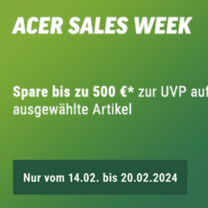💚 Acer Sales Week: bis zu 500€ Rabatt auf Notebooks, Monitore &amp; Co.
