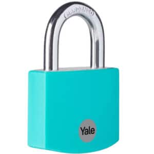 Yale - YE3B/32/116/1/TE Standardsicherheit 32 mm Aluminium Vorhängeschloss - türkis  für 2€ (statt 7,61€)
