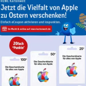 REWE Kartenwelt: 20-fach Payback Punkte = 10% Rabatt auf Apple Geschenkkarten