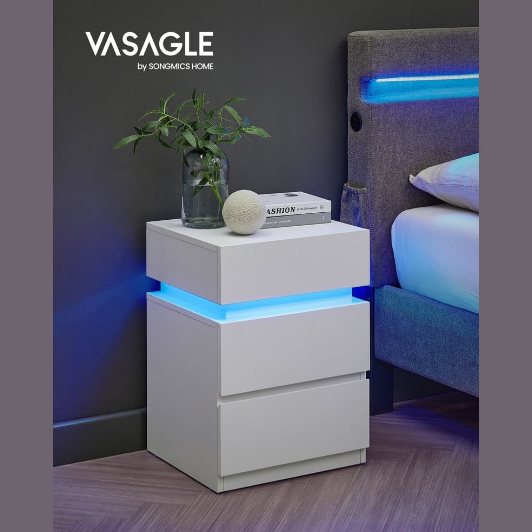Thumbnail VASAGLE Nachttisch mit 3 Schubladen ✔️ mit cooler LED-Beleuchtung mit über 20 Farben