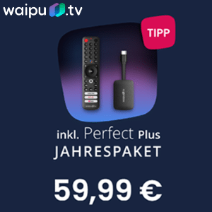 💥 waipu.tv 4K Stick mit Perfect Plus Jahrespaket für 59,99€ einmalig (statt 211€)