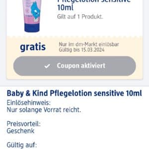 Gratis Linola Baby & Kind Pflegelotion über DM Glückskind