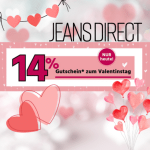 💗 Jeans Direct: 14% Rabatt auf alles zum Valentinstag - Schuhe, Kleidung & Co.