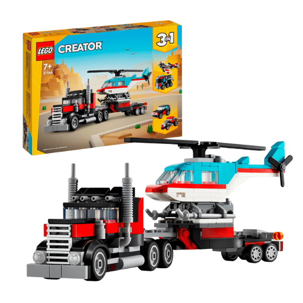 LEGO Creator 31146 3-in-1 Tieflader mit Hubschrauber