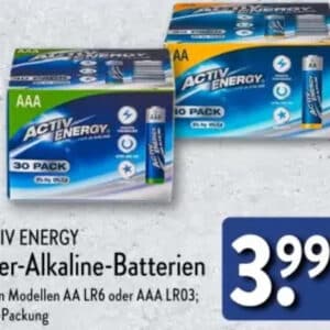 Aldi Nord: 30er Pack Batterie (AA / AAA) nur 3,99€ (13,3 Cent/Stück)