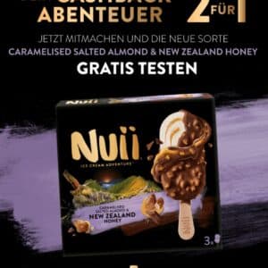 Nuii Caramelised Salted Almond & New Zealand Honey &#034;gratis&#034; testen beim Kauf eines anderen Nuii Produktes (2:1)