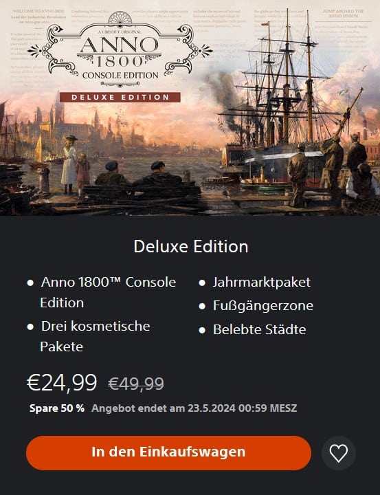 Anno 1800 - Console Edition (PlayStation 4) Deluxe Edition für 24,99€ statt 49,99€