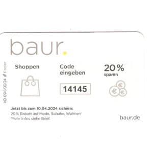 Baur 20% auf Wohnen, Mode und Schuhe bis 10.04.2024