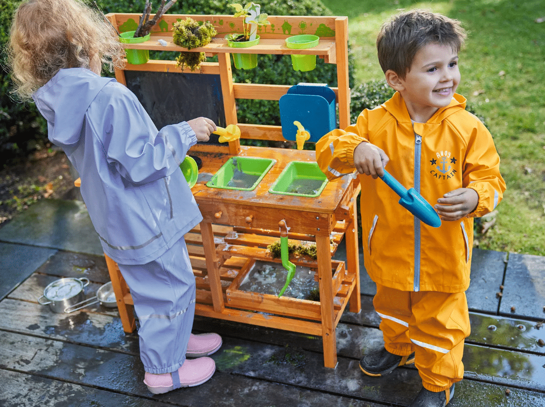Playtive Outdoorküche für Kinder, Spielküche aus Echtholz
