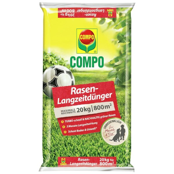 🏘️ COMPO Rasen-Langzeitdünger - 20 kg für 800 m² - für nur 38,98€ (statt 50€)