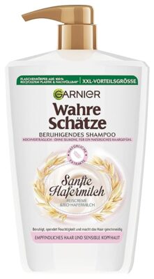 Garnier Wahre Schätze Beruhigendes Shampoo Sanfte Hafermilch, XXL Formal 1L