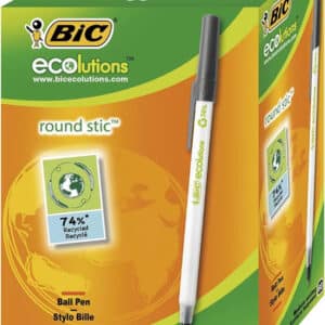 BIC Kugelschreiber ECOlutions Round Stic, in Schwarz, Strichstärke 0,4 mm, 60er Pack für 5,39€ (statt 9,38€)