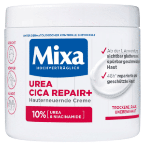 🧴 Mixa Urea Cica Repair+, hauterneuernde Creme mit Urea & Niacinamide, für trockene, raue und unebene Haut, 400ml, für 6,17€ (statt 7,95€)