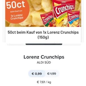 Lorenz Crunchips für 49 Cent Dank smhaggle und Aldi