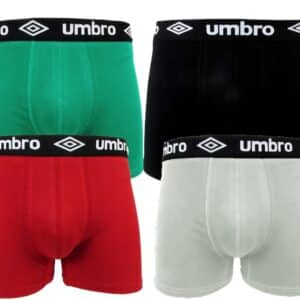 10er Pack Umbro Herren Boxershorts für gute 29,99€ statt 64,99€, Baumwoll-Unterwäsche Logo-Bund in Hellgrau, Rot, Grün oder Dunkelblau