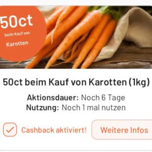 0,50€ Cashback auf 1 Kg Karotten Möhren Smhaggle
