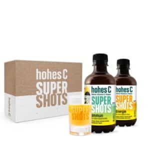 🍊 hohes C Super Shots Geschenkset: 1x Immun 330ml + 1x Energie 330ml + Shotglas