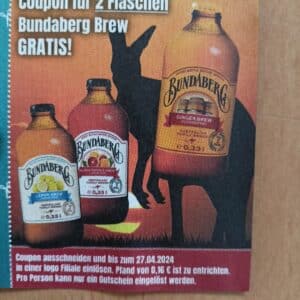 Gratis bei Logo Getränkemarkt 2 Flaschen Bundaberg Brew