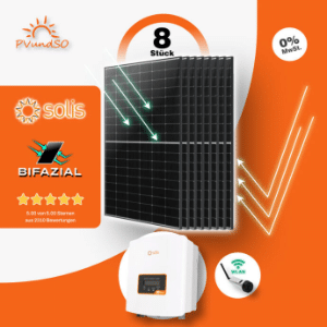 3.000W Solaranlage Photovoltaik mit 3kW Wechselrichter &amp; 8 x 425W bifaziale Solarmodule für 1.039€