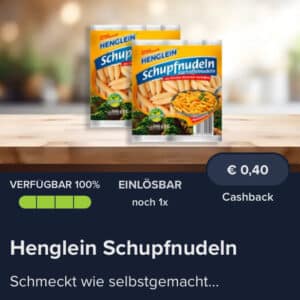 0,40€ Cashback auf Schupfnudeln von Henglein bei Marktguru