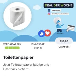 0,40€ Cashback auf Toilettenpapier via Marktguru