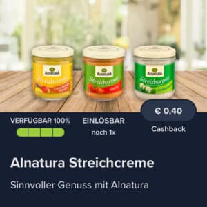 0,40€ Cashback auf Alnatura Streichcreme bei Marktguru