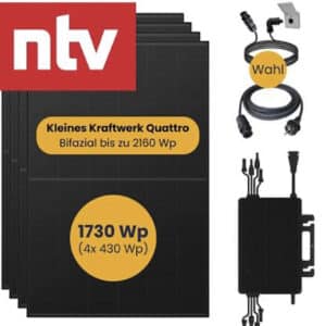 Kleines Kraftwerk NTV Deal mit 4 Bifazialen Modulen und Hoymiles Wechselrichter für 728€ komplett
