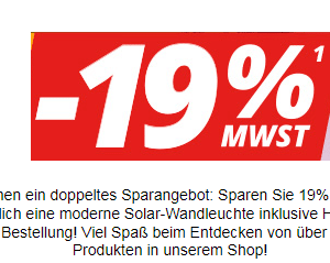 19% Rabatt und gratis Solar-Wandleuchte bei druckerzubehoer.de