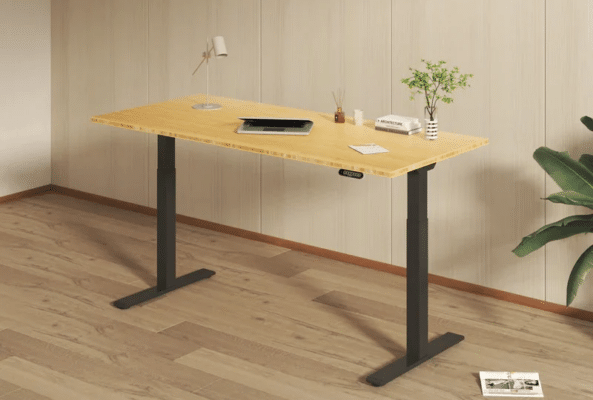 Höhenverstellbarer Schreibtisch Ergofino DT20L mit Bambus-Tischplatte