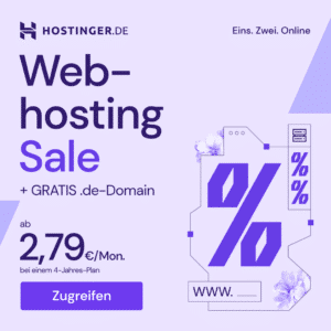👨‍💻 Hostinger.de: bis zu 77% Rabatt + 10% Extra auf alle Pakete z.B. Premium Webhosting 48-Monats-Plan für 2,79€/Monat