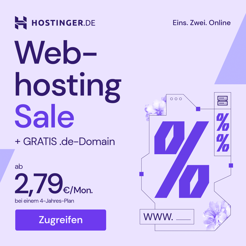 Thumbnail 👨‍💻 Hostinger.de: bis zu 77% Rabatt + 10% Extra auf alle Pakete z.B. Premium Webhosting 48-Monats-Plan für 2,79€/Monat