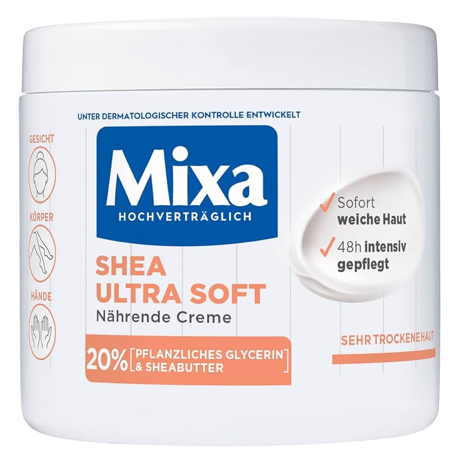 Mixa Pflegecreme Shea Ultra Soft / Intensive für 4,70€ (statt 7,95€) ✔️ für Gesicht, Körper und Hände