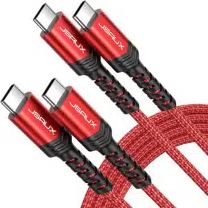 JSAUX_USB_C_auf_USB_C_Kabel_2-Stueck_2M2M_100W5A_USBC_Gewebtes_Ladekabel_Schnellladekabel_Kompatibel_mit_iPhone_15_Plus15_Pro_Max_Samsung_Galaxy_S24_S23_A54_MacBook_Pro_Air_M3_iPad_Pro_PS5_Rot