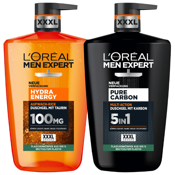 L'Oréal Men Expert XXXL für 5,56€ ✔️ Hydra Energy und Pure Carbon in der 1L Tube