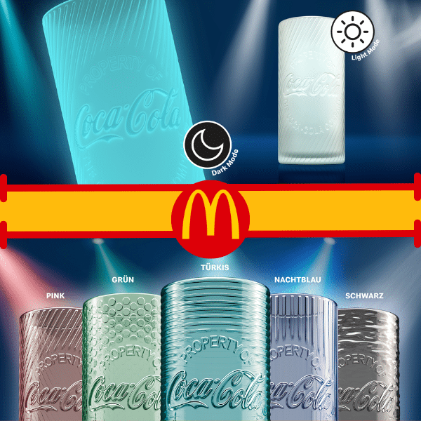 Thumbnail leuchtendes Special Glas🥤 Neue Coca Cola Gläser bei McDonald's: GRATIS Glas zum McMenü/Frühstücks-Menü ✔️ 2024 Edition