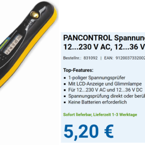Berührungsloser Spannungsprüfer PAN 2000: 5,20€ inkl. Versand