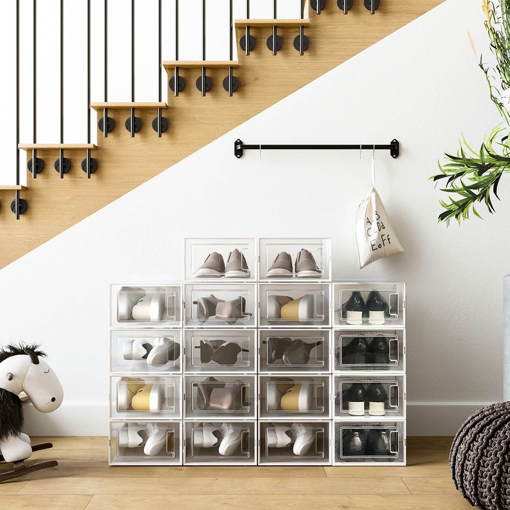 👟 SONGMICS Schuhboxen Set 18er in Transparent/Schwarz für 32,99€ (statt 46€)
