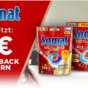 3 € Geld zurück beim Kauf von einer Packung Somat Excellence