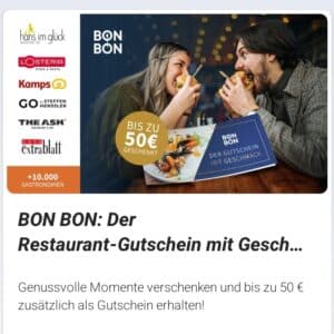 Endet: Magenta Moments - BON BON Restaurant-Gutschein kaufen und bis zu 50 € geschenkt bekommen