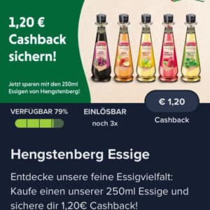 1,20€ Cashback auf Essig Hengstenberg 250 ml marktguru