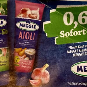 0,60€ Rabatt auf 1 Tube Meggle Kräuter oder Aioli vegan