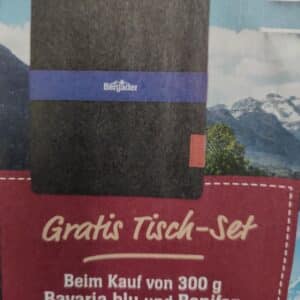 Gratis Tisch-Set beim Kauf von 300g Bavaria Blu und Bonifaz (Edeka)