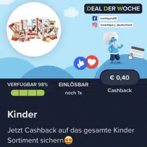 0,40€ Cashback auf das Gesamte Kinder Sortiment bei Marktguru