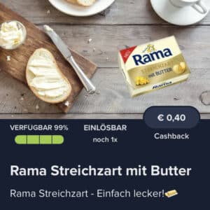 0,40€ Cashback auf Rama Streichfett bei Marktguru