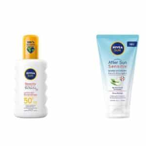 ☀️ NIVEA SUN Sonnenspray sensitiv sofort Schutz, LSF 50+, 200 ml + After Sun Sensitive SOS nur 13,71€