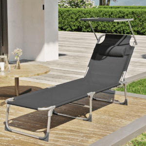 🌞 SONGMICS Gartenliege mit Kopfstütze und Sonnendach für 39,99€ (statt 48€)