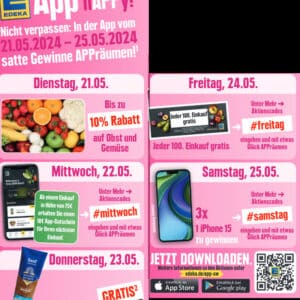 Edeka SW gratis Senf in App am 23.5. und weitere Angebote dieselbe Woche