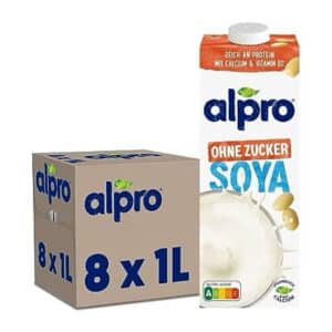 Alpro Sojadrink - Vegan und milchfrei - Von Natur aus laktosefrei und fettarm - 8 x 1L - Haltbar für 11,32€ (statt 19,12€)